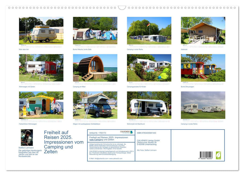 Freiheit auf Reisen 2025. Impressionen vom Camping und Zelten (CALVENDO Wandkalender 2025)