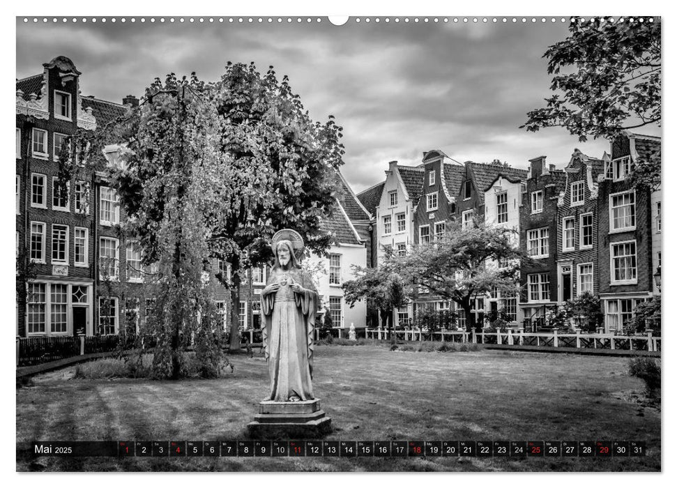 AMSTERDAM Stadtherz in Monochrom (CALVENDO Wandkalender 2025)