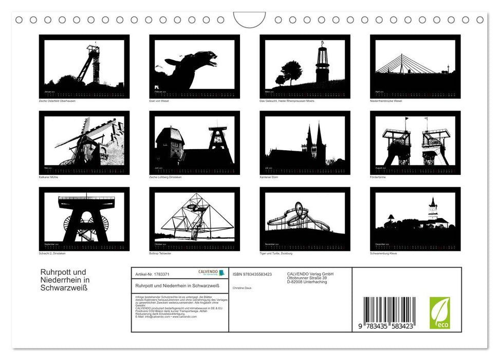 Ruhrpott und Niederrhein in Schwarzweiß (CALVENDO Wandkalender 2025)