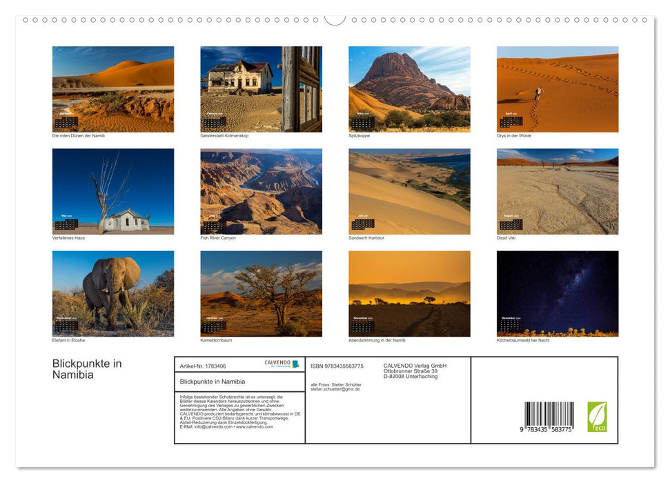 Blickpunkte in Namibia (CALVENDO Premium Wandkalender 2025)