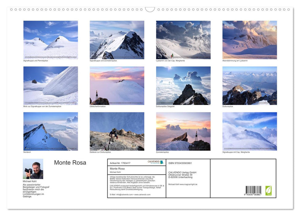 Monte Rosa (CALVENDO Wandkalender 2025)