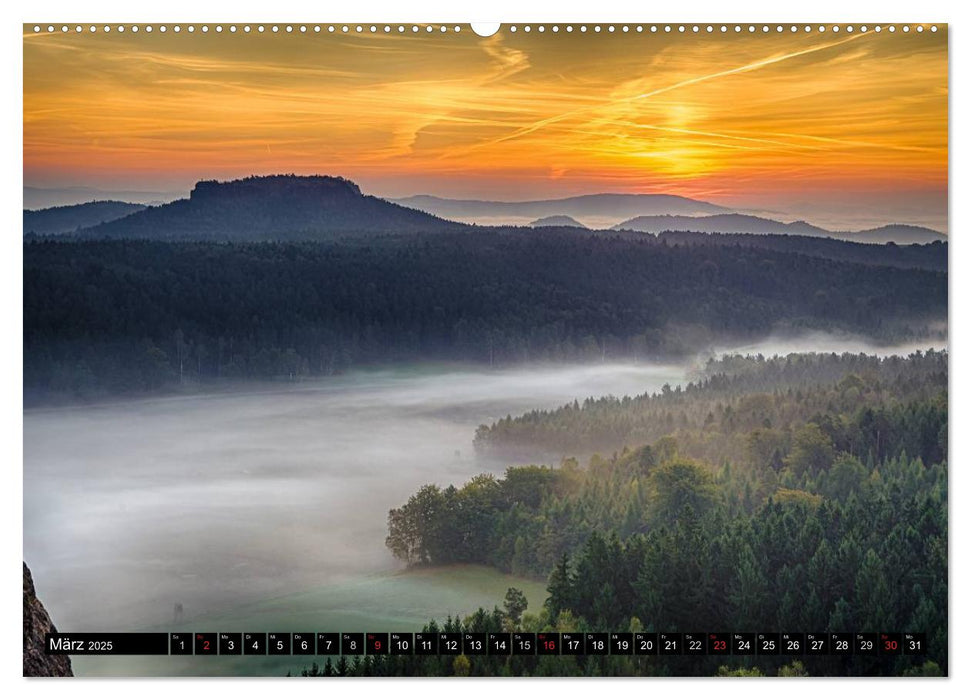 Nebelwelten Sächsische Schweiz (CALVENDO Premium Wandkalender 2025)