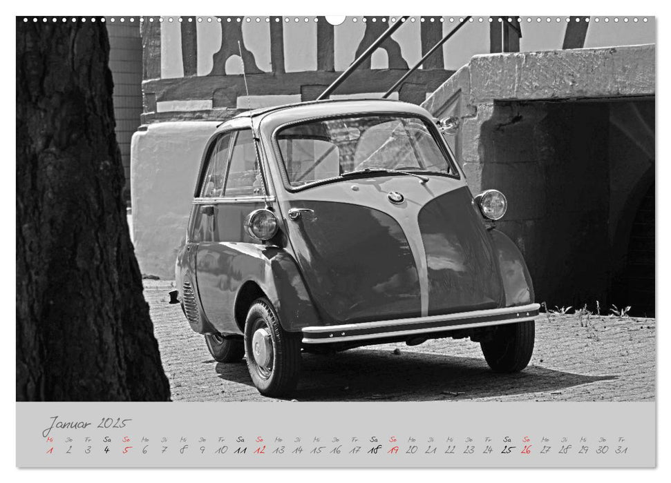 BMW Isetta 300 in schwarzweiß (CALVENDO Premium Wandkalender 2025)