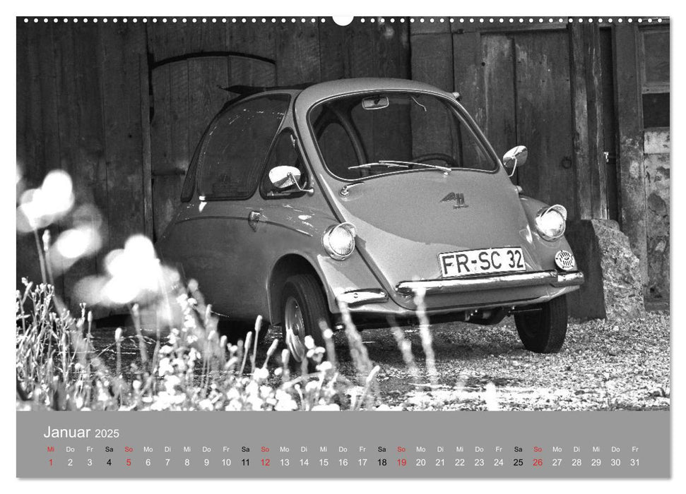 Der Heinkel Kabinenroller Typ 154 in schwarzweiß (CALVENDO Premium Wandkalender 2025)