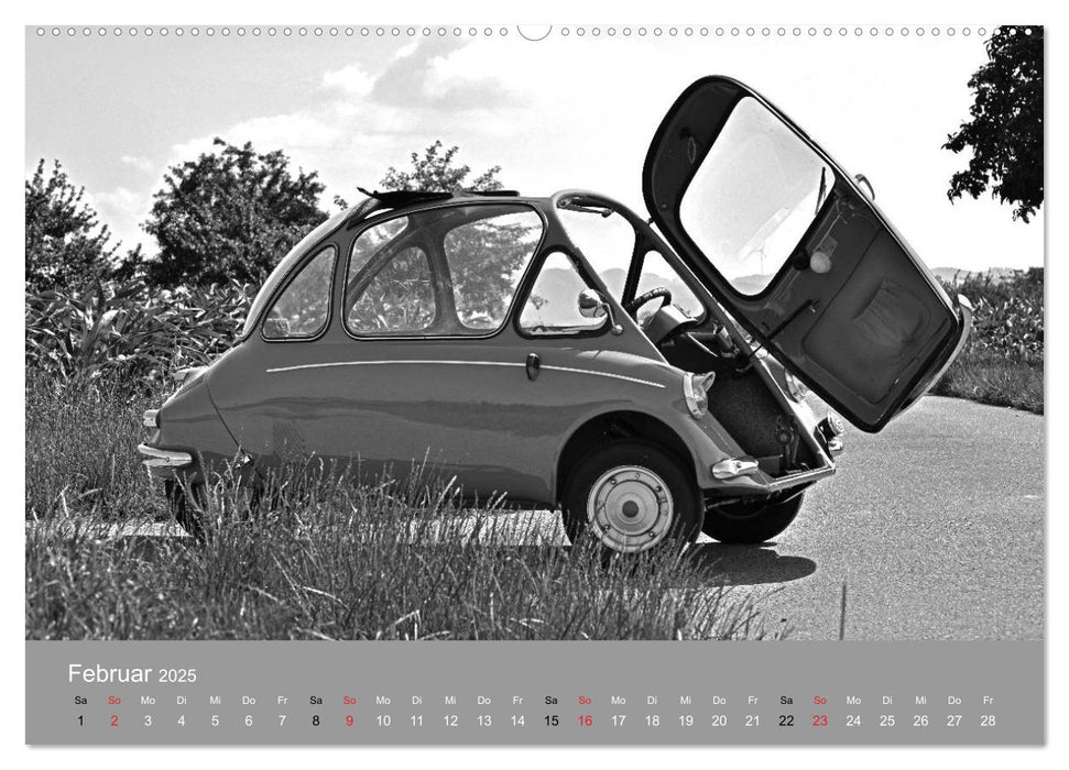 Der Heinkel Kabinenroller Typ 154 in schwarzweiß (CALVENDO Premium Wandkalender 2025)