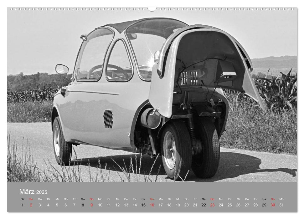 Der Heinkel Kabinenroller Typ 154 in schwarzweiß (CALVENDO Premium Wandkalender 2025)