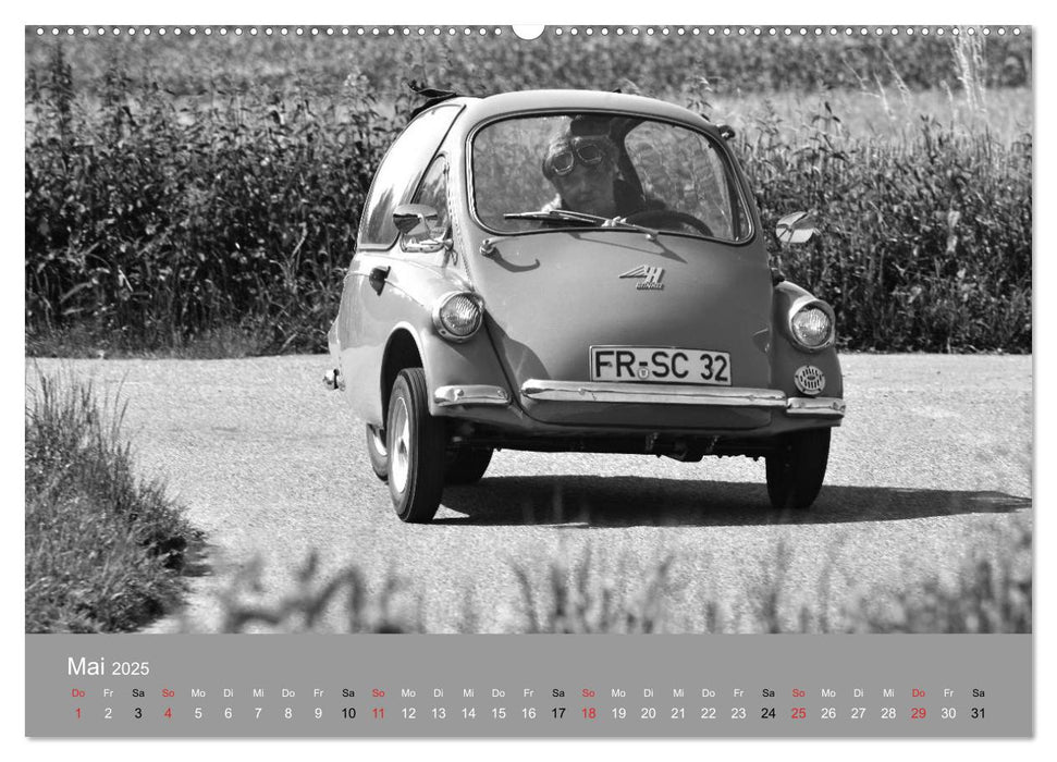 Der Heinkel Kabinenroller Typ 154 in schwarzweiß (CALVENDO Premium Wandkalender 2025)