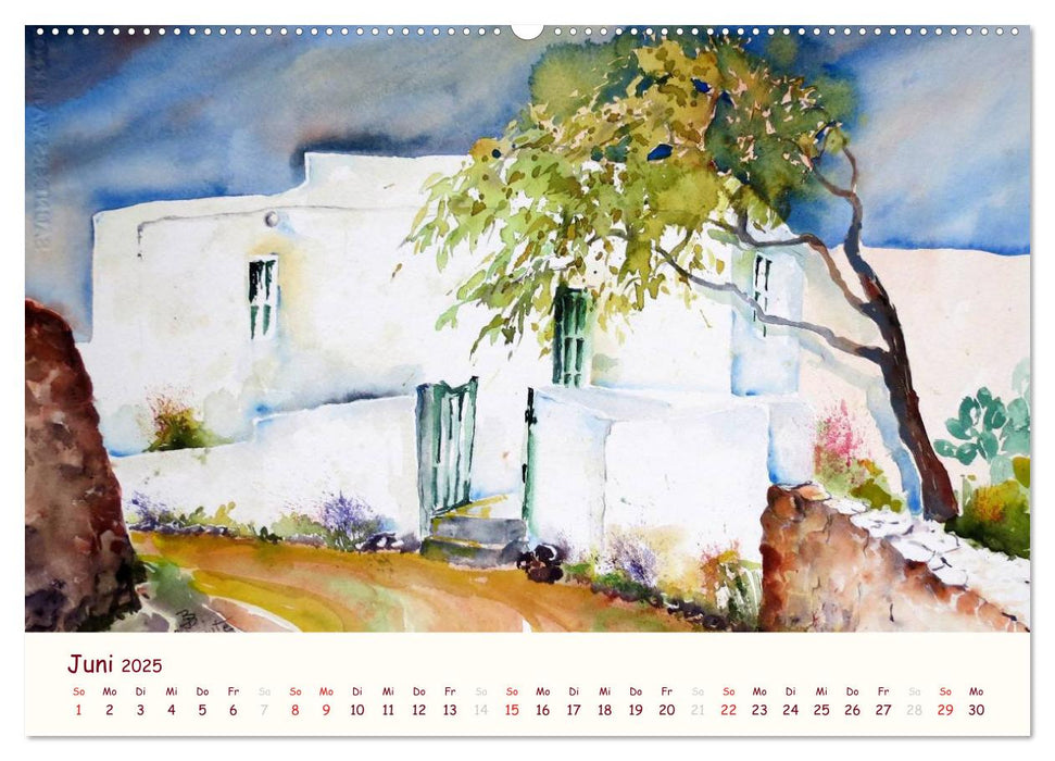 Lanzarote und Teneriffa - Aquarelle (CALVENDO Wandkalender 2025)