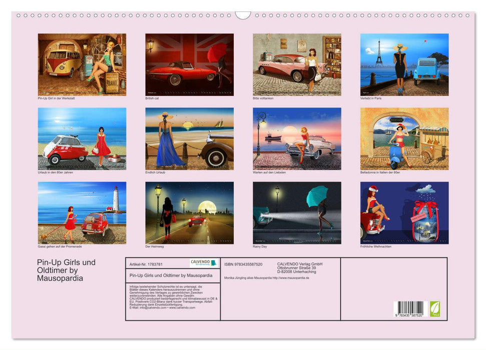 Pin-Up Girls und Oldtimer by Mausopardia (CALVENDO Wandkalender 2025)