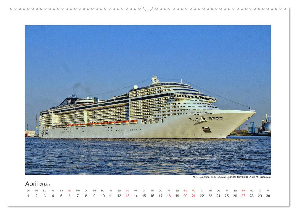 Kreuzfahrtschiffe Kurs Hamburg 2025 (CALVENDO Premium Wandkalender 2025)