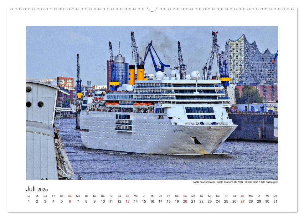 Kreuzfahrtschiffe Kurs Hamburg 2025 (CALVENDO Premium Wandkalender 2025)