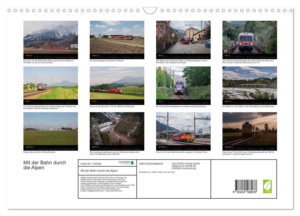 Mit der Bahn durch die Alpen (CALVENDO Wandkalender 2025)