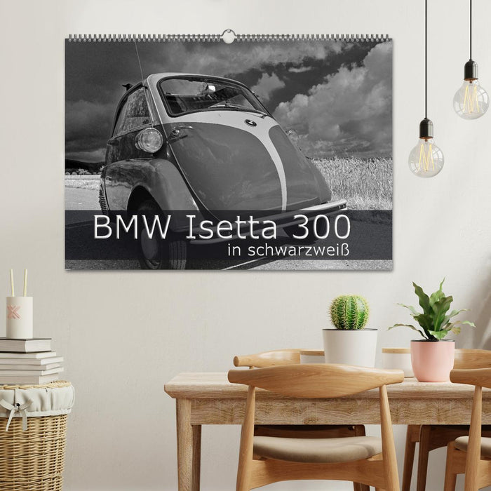 BMW Isetta 300 in schwarzweiß (CALVENDO Wandkalender 2025)