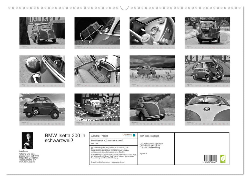 BMW Isetta 300 in schwarzweiß (CALVENDO Wandkalender 2025)
