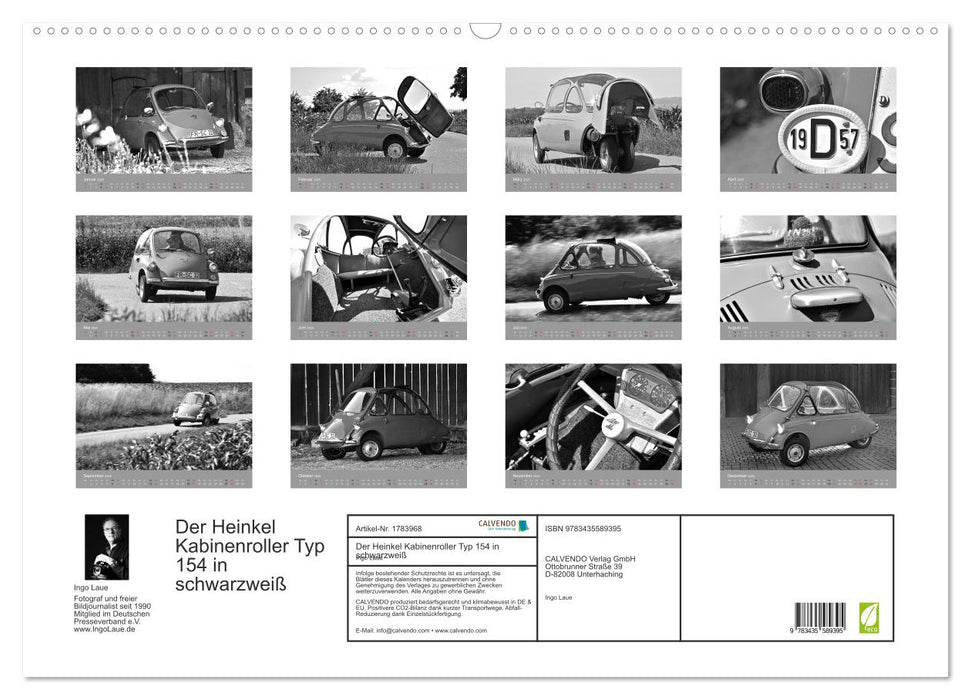 Der Heinkel Kabinenroller Typ 154 in schwarzweiß (CALVENDO Wandkalender 2025)