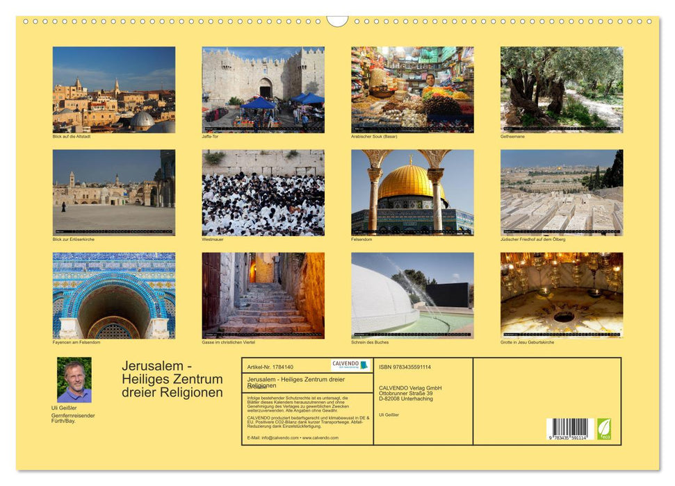 Jerusalem - Heiliges Zentrum dreier Religionen (CALVENDO Wandkalender 2025)