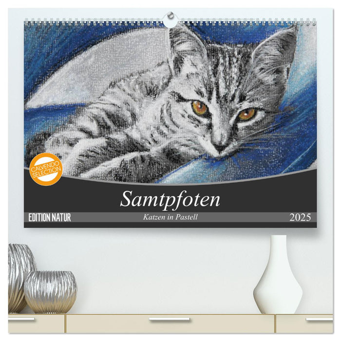 Samtpfoten - Katzen in Pastell (CALVENDO Premium Wandkalender 2025)