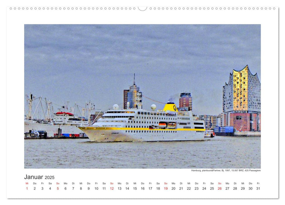 Kreuzfahrtschiffe Kurs Hamburg 2025 (CALVENDO Wandkalender 2025)