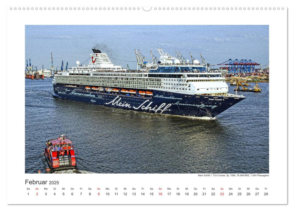 Kreuzfahrtschiffe Kurs Hamburg 2025 (CALVENDO Wandkalender 2025)