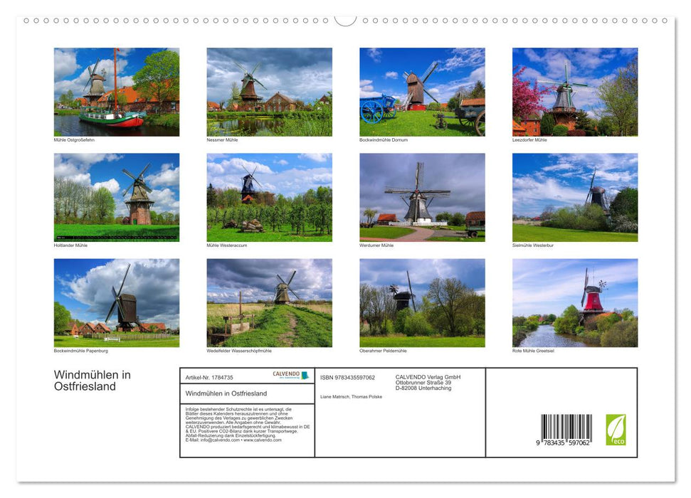 Windmühlen in Ostfriesland (CALVENDO Premium Wandkalender 2025)