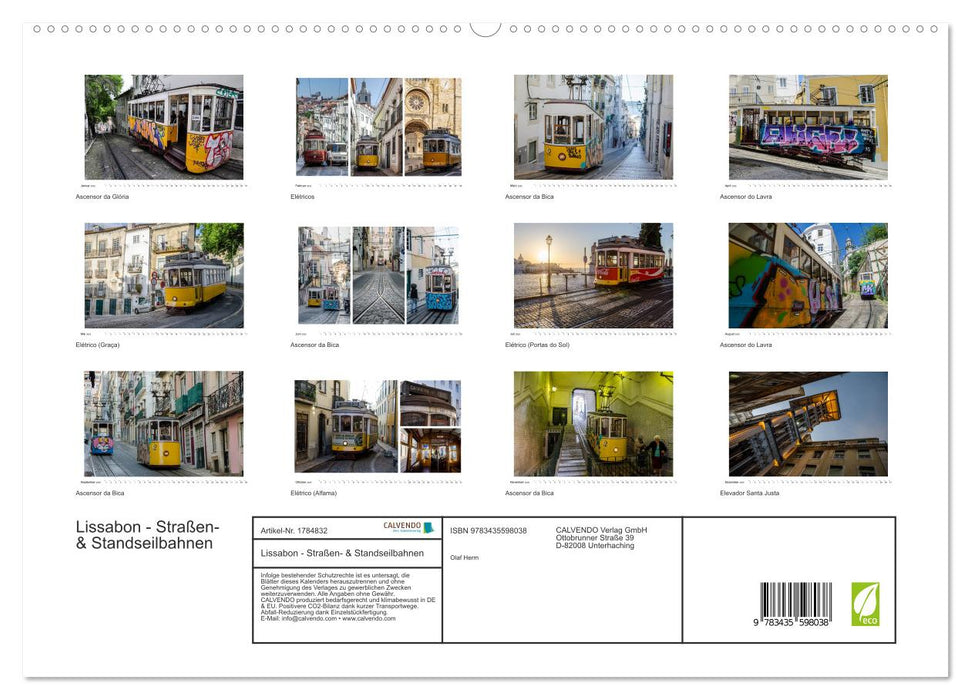 Lissabon - Straßen- & Standseilbahnen (CALVENDO Premium Wandkalender 2025)