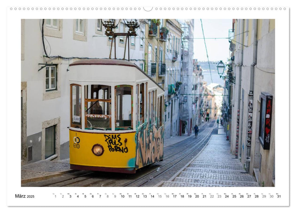 Lissabon - Straßen- & Standseilbahnen (CALVENDO Premium Wandkalender 2025)