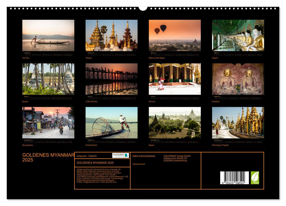 GOLDENES MYANMAR 2025 (CALVENDO Premium Wandkalender 2025)