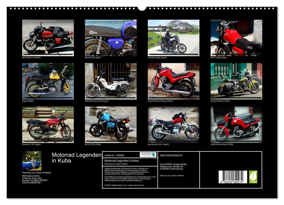 Motorrad Legenden in Kuba (CALVENDO Premium Wandkalender 2025)