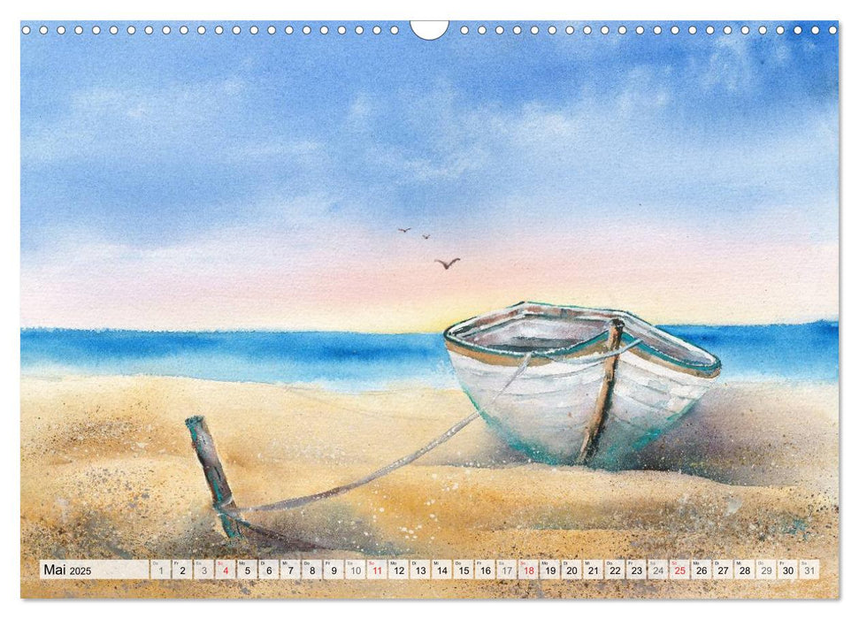 Komm mit ans Meer – Aquarelle (CALVENDO Wandkalender 2025)