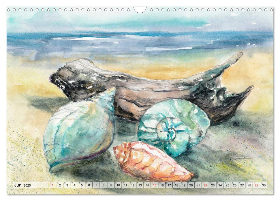 Komm mit ans Meer – Aquarelle (CALVENDO Wandkalender 2025)