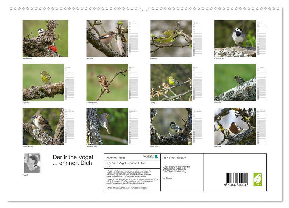 Der frühe Vogel ... erinnert Dich (CALVENDO Premium Wandkalender 2025)