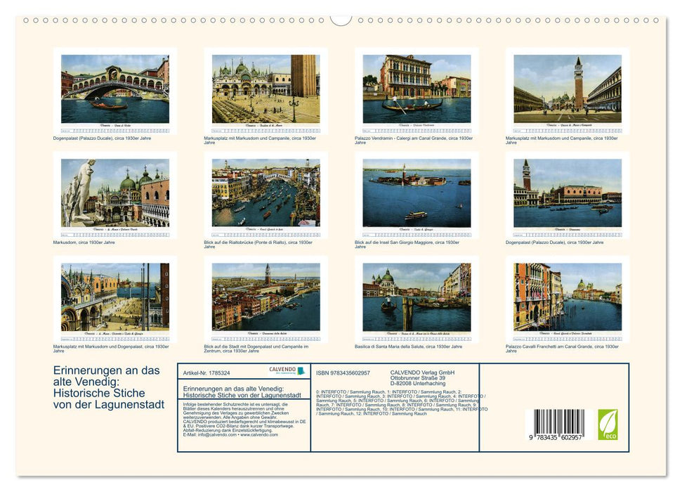 Erinnerungen an das alte Venedig: Historische Stiche von der Lagunenstadt (CALVENDO Premium Wandkalender 2025)