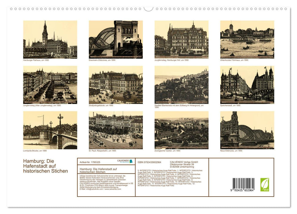 Hamburg: Die Hafenstadt auf historischen Stichen (CALVENDO Premium Wandkalender 2025)