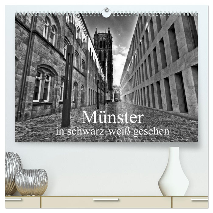 Münster in schwarz-weiß gesehen (CALVENDO Premium Wandkalender 2025)