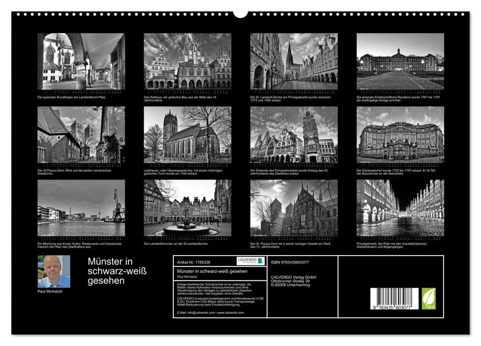 Münster in schwarz-weiß gesehen (CALVENDO Premium Wandkalender 2025)
