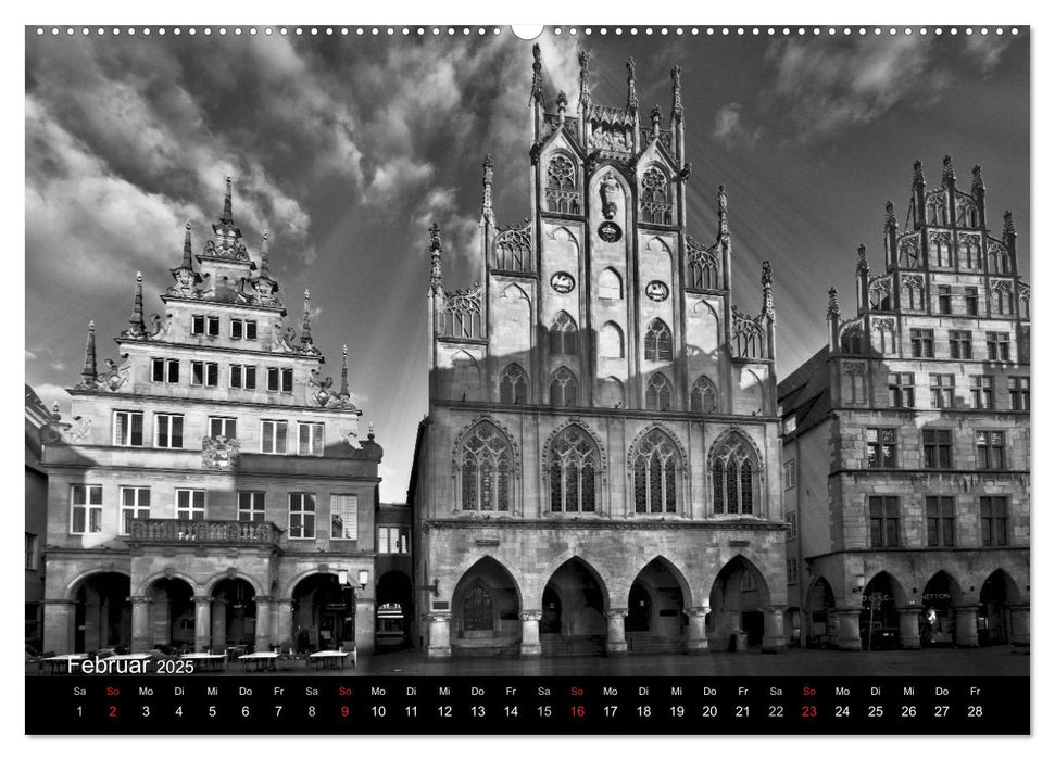 Münster in schwarz-weiß gesehen (CALVENDO Premium Wandkalender 2025)