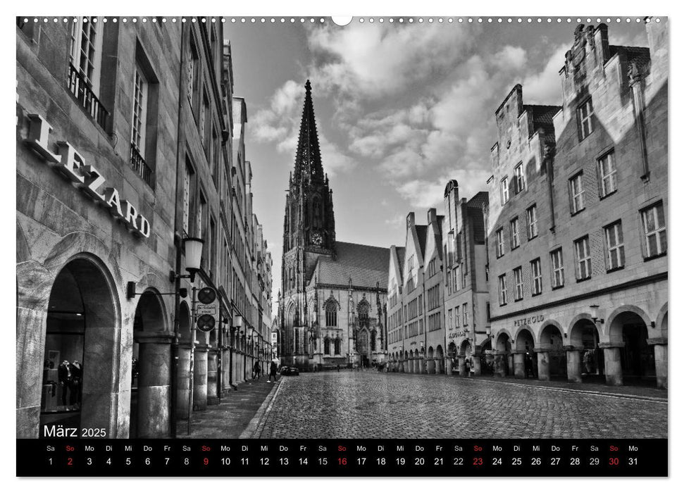 Münster in schwarz-weiß gesehen (CALVENDO Premium Wandkalender 2025)