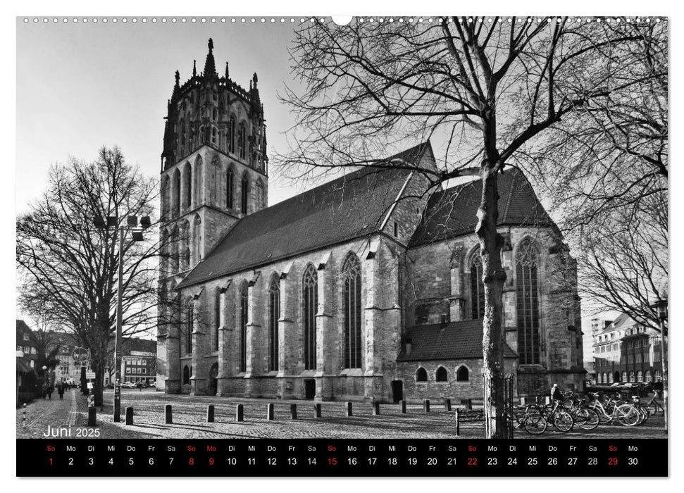 Münster in schwarz-weiß gesehen (CALVENDO Premium Wandkalender 2025)