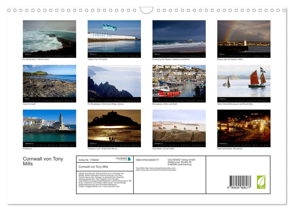 Cornwall von Tony Mills (CALVENDO Wandkalender 2025)