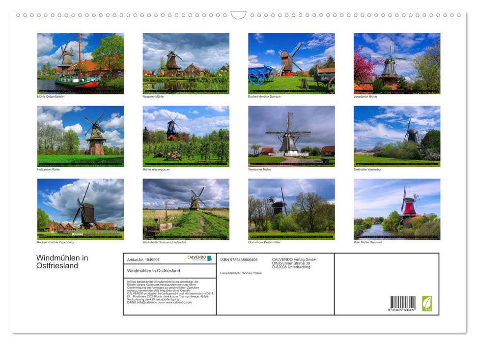 Windmühlen in Ostfriesland (CALVENDO Wandkalender 2025)