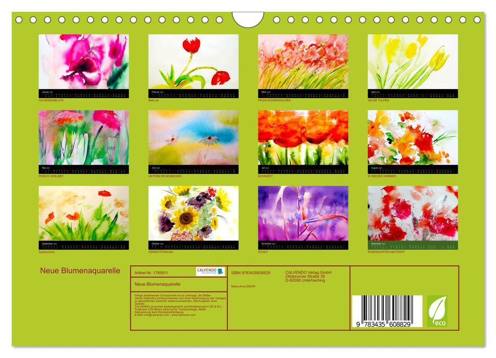 Neue Blumenaquarelle (CALVENDO Wandkalender 2025)