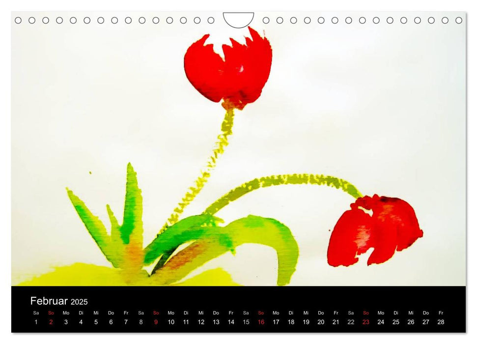 Neue Blumenaquarelle (CALVENDO Wandkalender 2025)