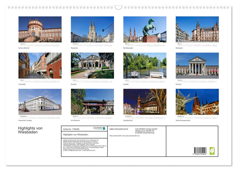 Highlights von Wiesbaden (CALVENDO Wandkalender 2025)