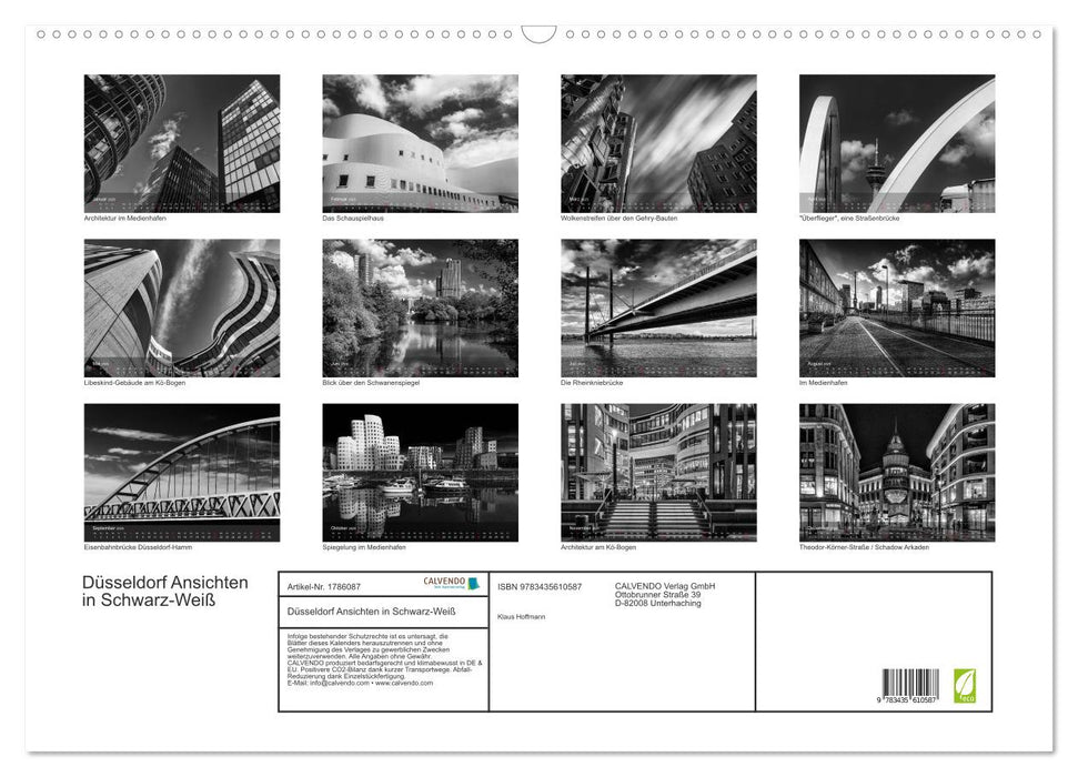 Düsseldorf Ansichten in Schwarz-Weiß (CALVENDO Wandkalender 2025)