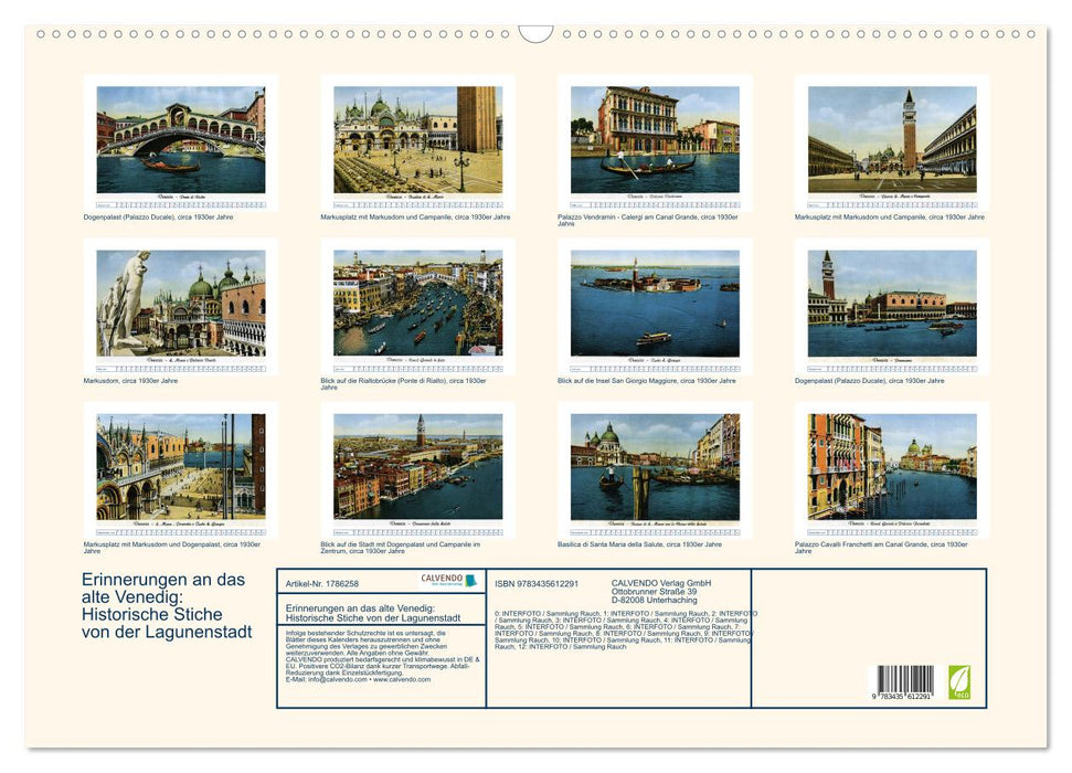Erinnerungen an das alte Venedig: Historische Stiche von der Lagunenstadt (CALVENDO Wandkalender 2025)
