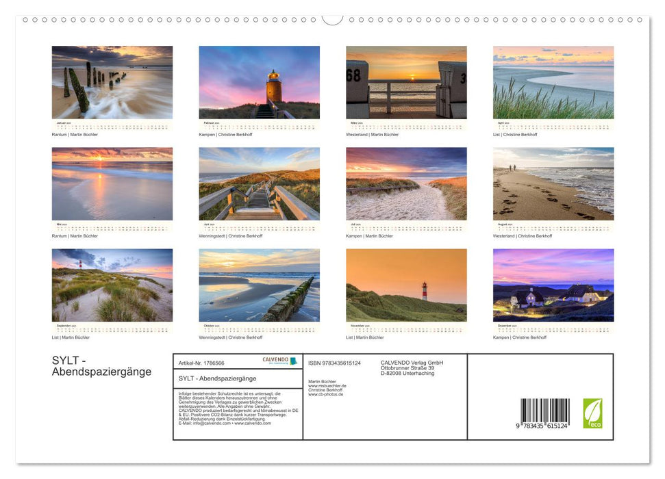 SYLT - Abendspaziergänge (CALVENDO Premium Wandkalender 2025)