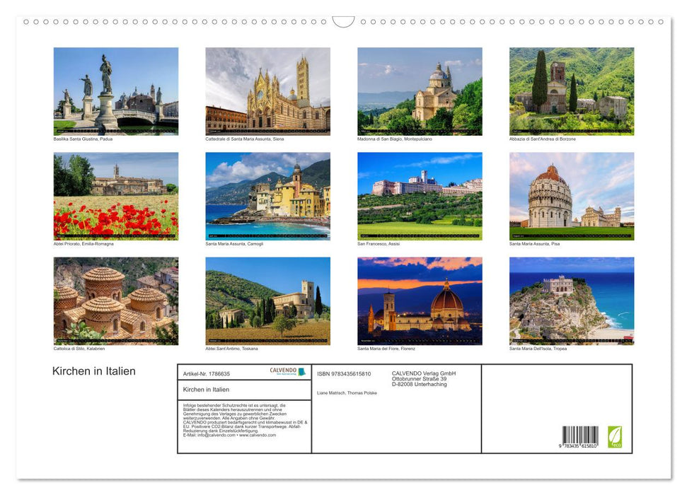 Kirchen in Italien (CALVENDO Wandkalender 2025)