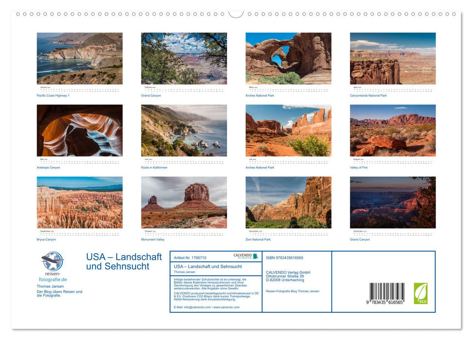 USA – Landschaft und Sehnsucht (CALVENDO Premium Wandkalender 2025)