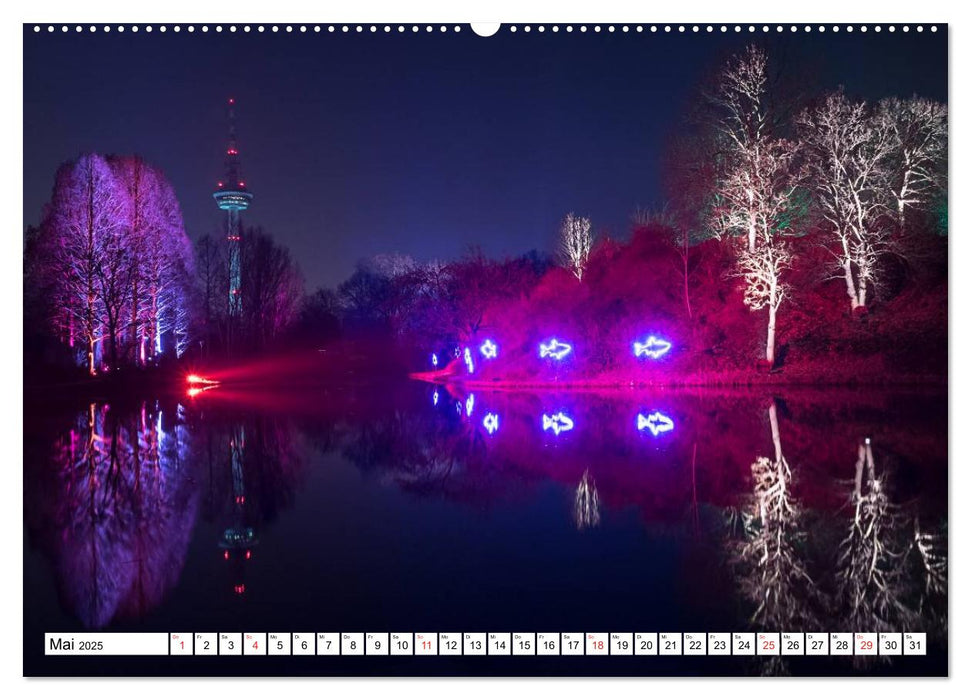 Mannheim bei Nacht - Impressionen aus der Quadratestadt (CALVENDO Premium Wandkalender 2025)