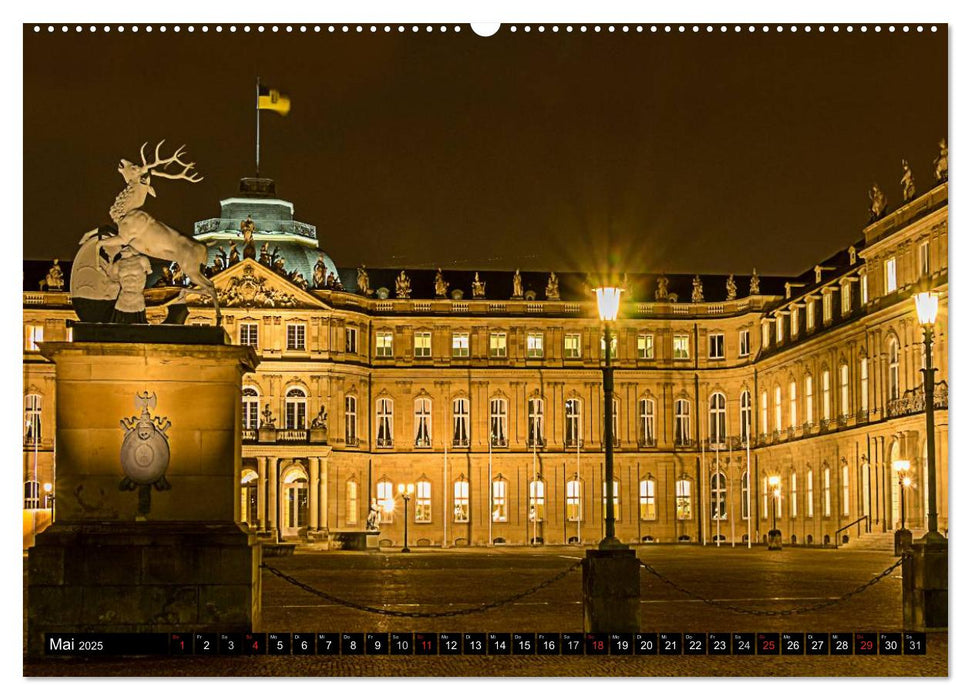 Stuttgart - Blue City Lights (CALVENDO Premium Wandkalender 2025)